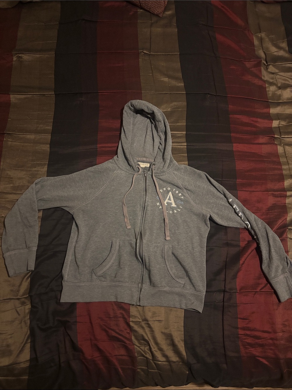 Aeropostale Men's Gray Full-Zip Hooded Sweatshirt